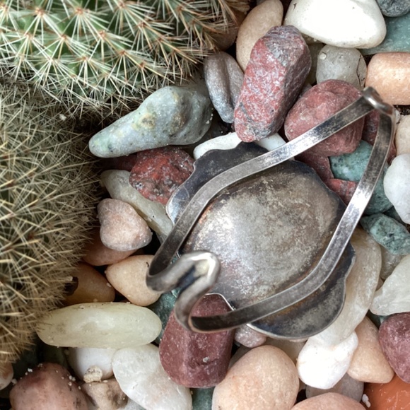 Vintage Native American Sterling Silver Old Pawn Turquoise Cuff - Picture 7 of 16